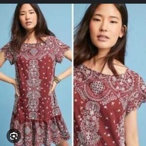 FEATHER BONE By ANTHROPOLOGY Eyelet Scallop Hem Mini Dress - Medium